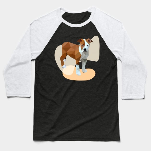 Bull dog Geometric Pet Vector art Low poly Baseball T-Shirt by Origami Fashion